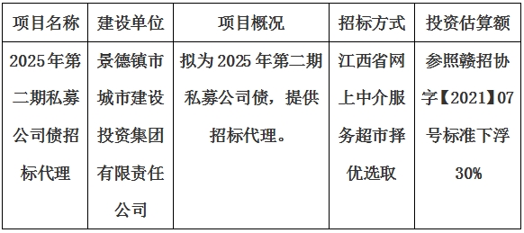 2025年第二期私募公司債招標(biāo)代理計(jì)劃公告